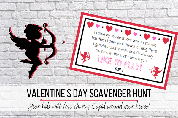 Valentine's Day Scavenger Hunt - picture of cupid figure and clue