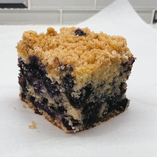 blueberry buckle on parchment paper